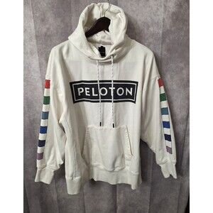 Vtg Peloton Oversized Hoodie Men's XL Pullover White Activewear Workout Running